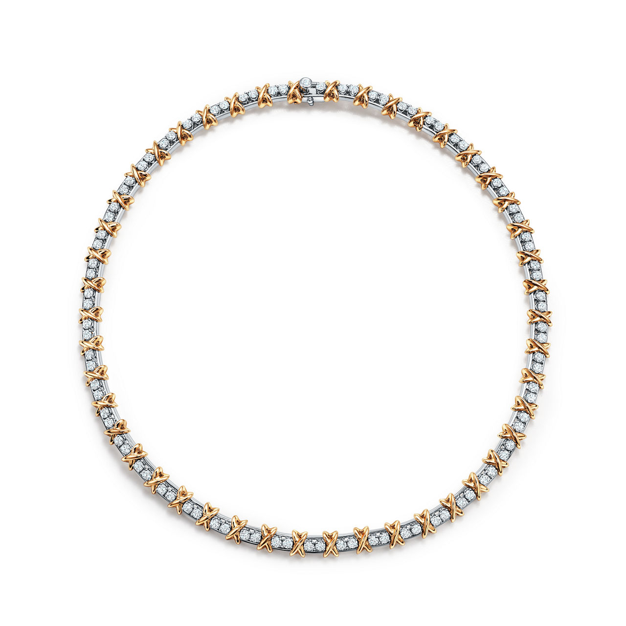 Ninety-two Stone Necklace in Platinum and Gold