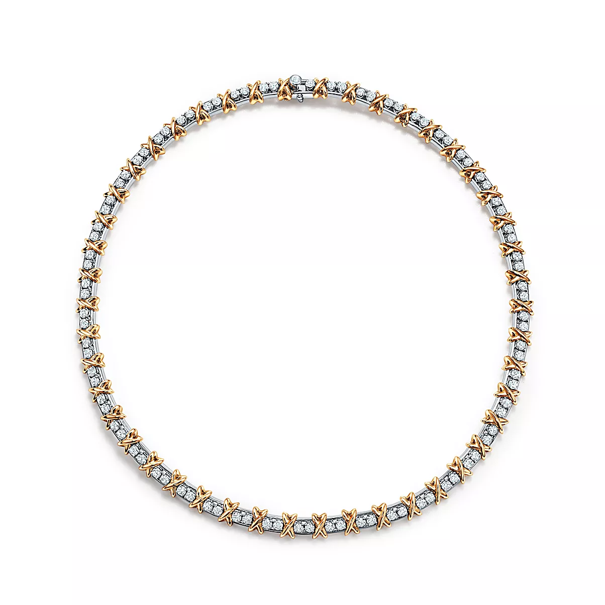 Schlumberger 16 Stone Necklace 플래티늄 및 18K 옐로우 골드 다이아몬드 One Scale