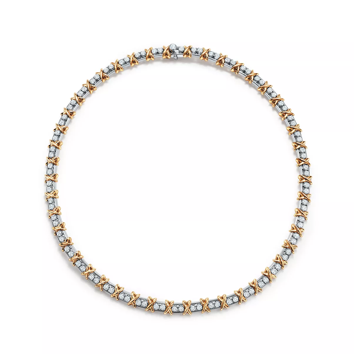 Halskette in Platin und Gelbgold mit Diamanten