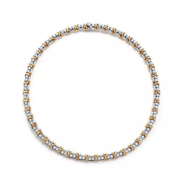 Necklace in Platinum and Yellow Gold with Diamonds