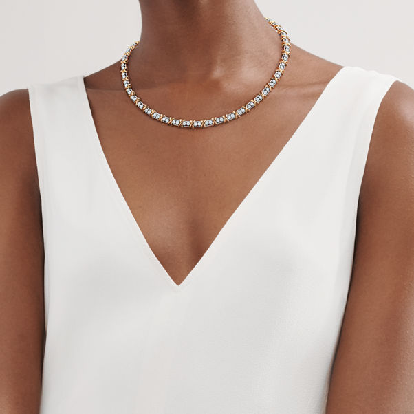 Jean Schlumberger by Tiffany:Ninety-two Stone Necklace in Platinum and Gold