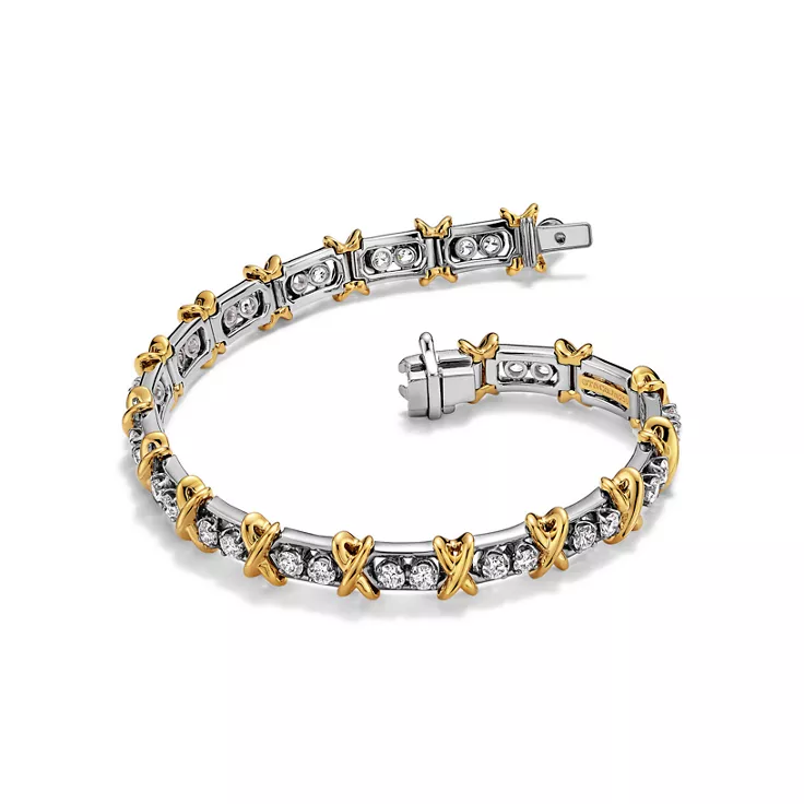 Sixteen Stone by Tiffany:Bracelet in Platinum and Yellow Gold with Diamonds, 8