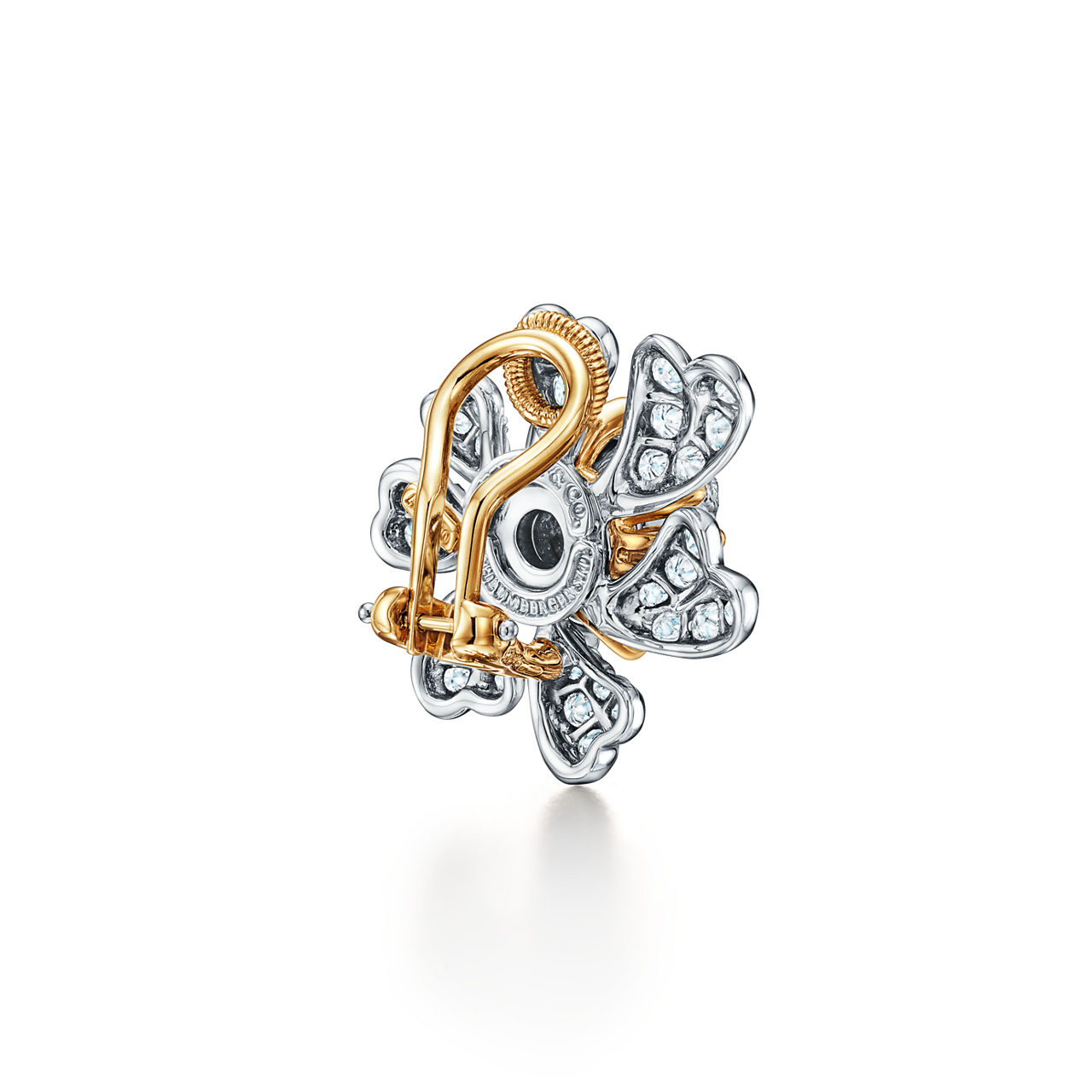 Tiffany & Co. Schlumberger®:Cones with Petals Ear Clips in Platinum and Yellow Gold with Diamonds image number 3