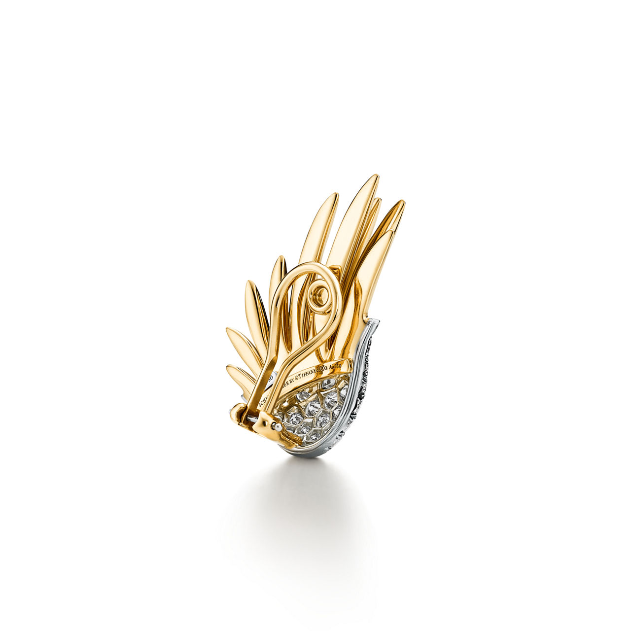 Tiffany & Co. Schlumberger:Flame Ear Clips in Yellow Gold and Platinum with Diamonds image number 3