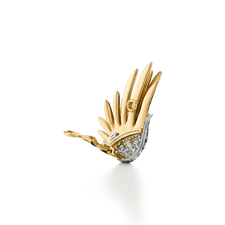 Tiffany & Co. Schlumberger:Flammen-Ohrclips in Gelbgold und Platin mit Diamanten Bildnummer 4