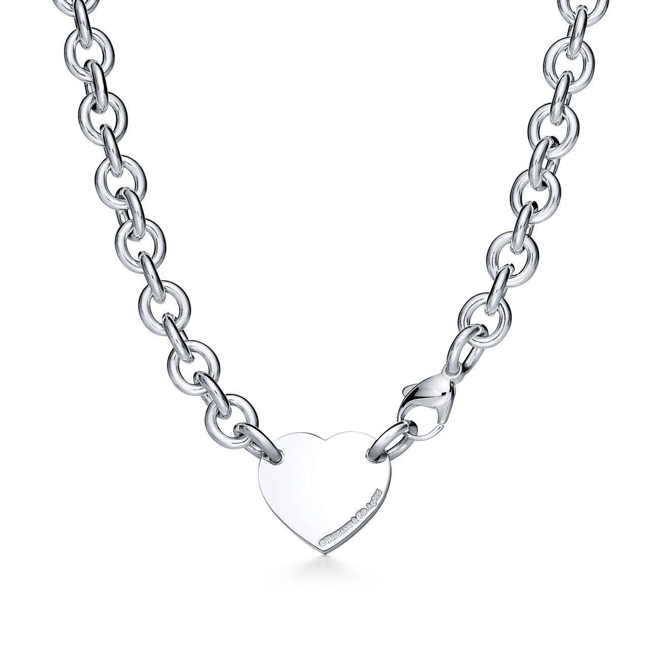 Return to Tiffany™:Heart Tag Chain Link Choker in Silver image number 2