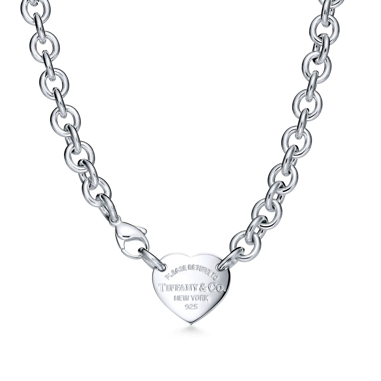 Return to Tiffany™:Heart Tag Chain Link Choker in Silver image number 0