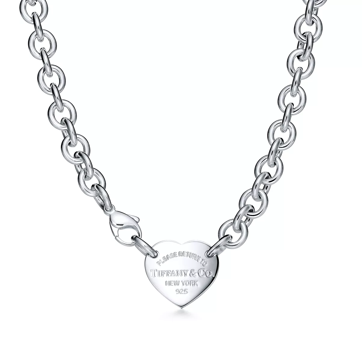 Heart Tag Chain Link Choker in Silver