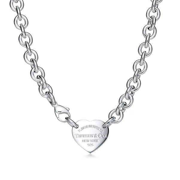 Collier ras-de-cou à maillons Plaque Cœur en argent 925 millièmes