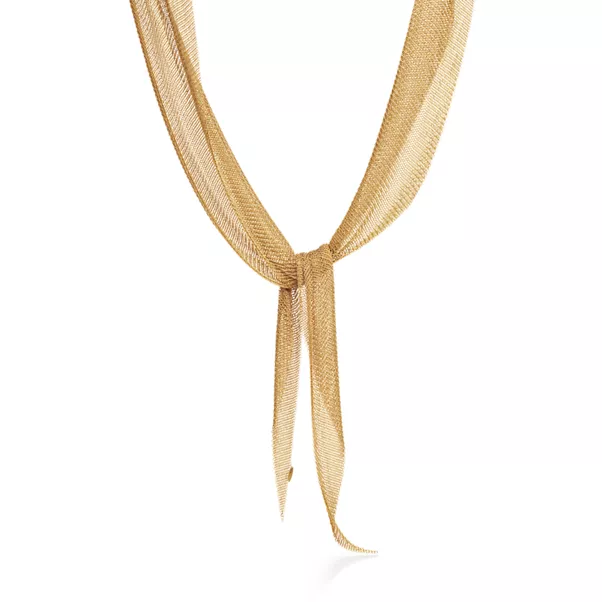 Mesh Scarf Necklace in Yellow Gold