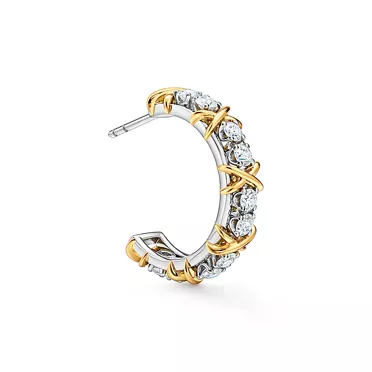 Sixteen Stone by Tiffany:Hoop Earrings in Platinum and Yellow Gold with Diamonds, 2