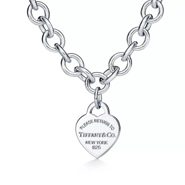 Collana Chain Link Heart Tag in argento