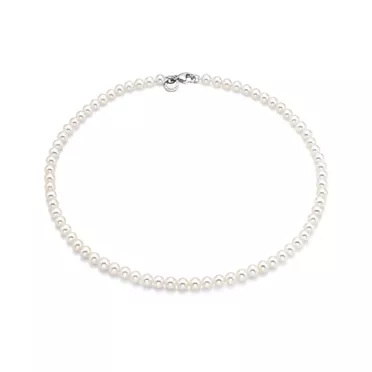 Ziegfeld Collection:Pearl Necklace with a Silver Clasp, 5-6 mm, 2