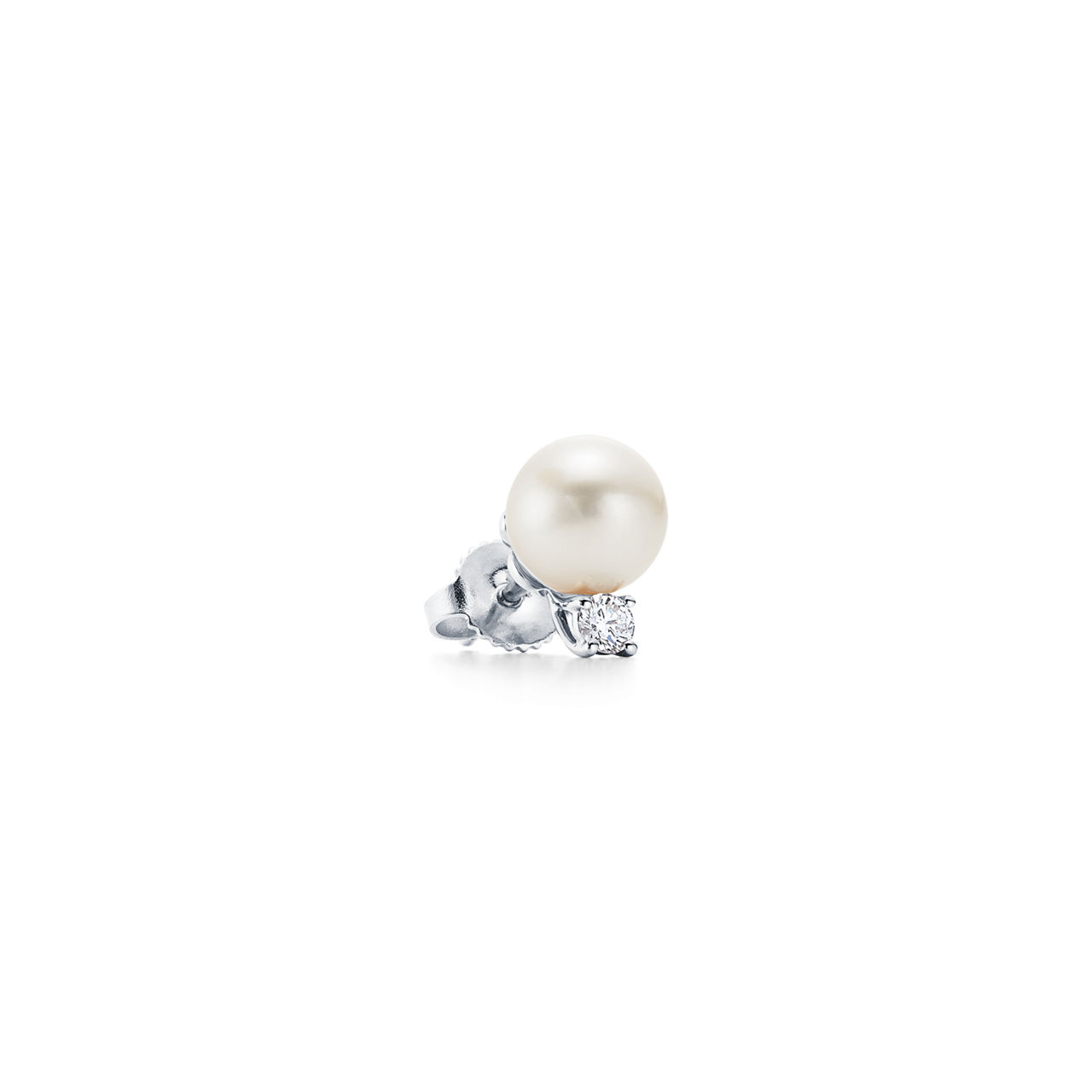 Tiffany Signature® Pearls:Stud Earrings in White Gold with Diamonds, 7-7.5 mm image number 2