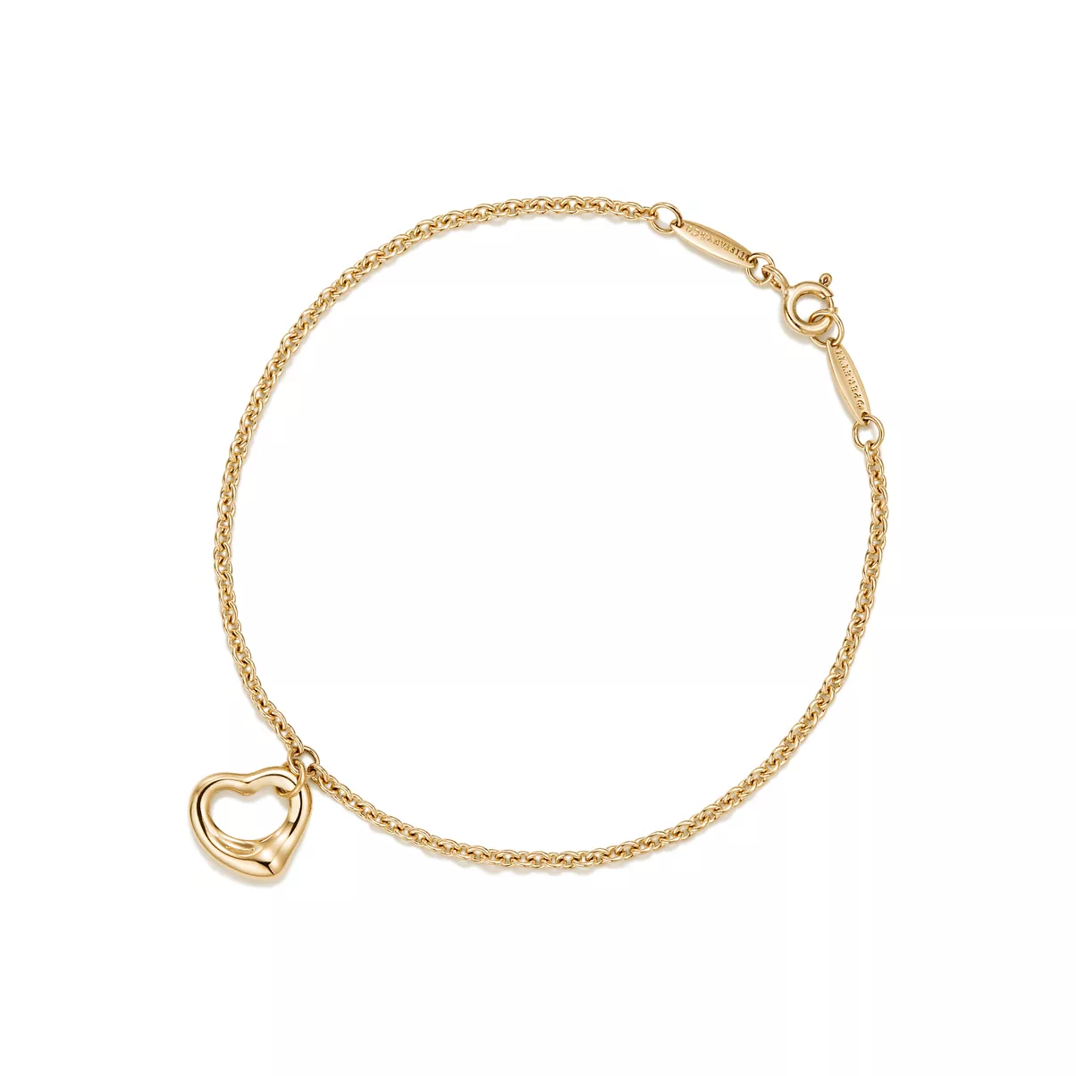 Open Heart Bracelet in Yellow Gold, 11 mm