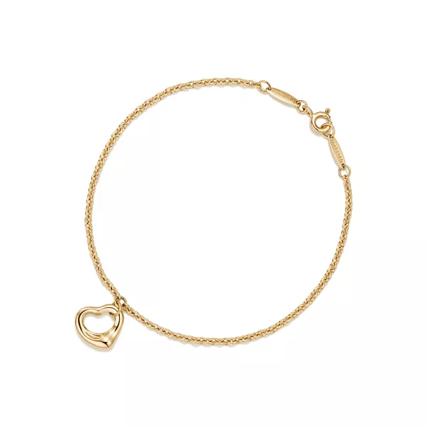 Open Heart Bracelet in Yellow Gold, 11 mm