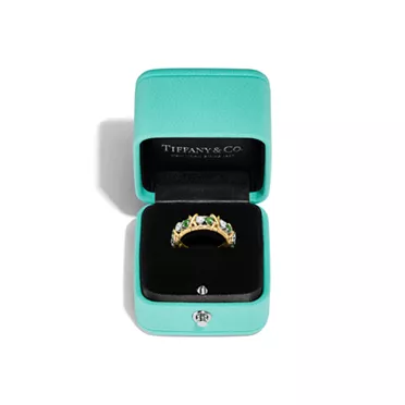 Sixteen Stone par Tiffany:Bague en or et platine avec diamants et tsavorites, 3