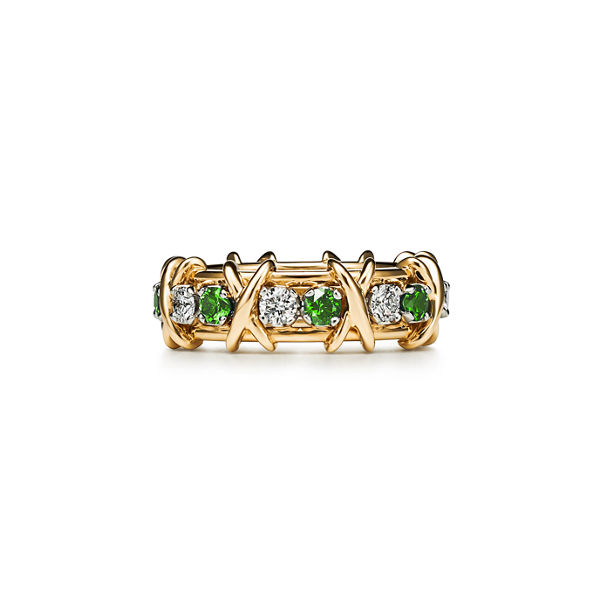 Jean Schlumberger by Tiffany:Sixteen Stone Ring with Diamonds and Tsavorites