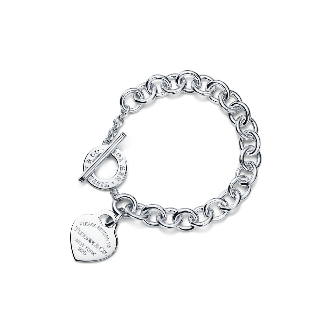 Heart Tag Toggle Bracelet in Silver