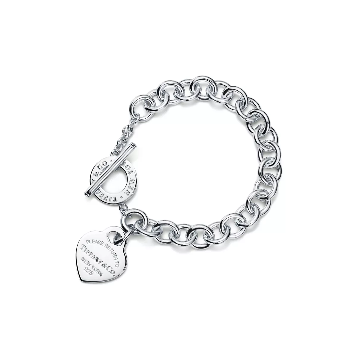 Armband​ mit Herzanh&auml;nger und Knebelverschluss in Silber