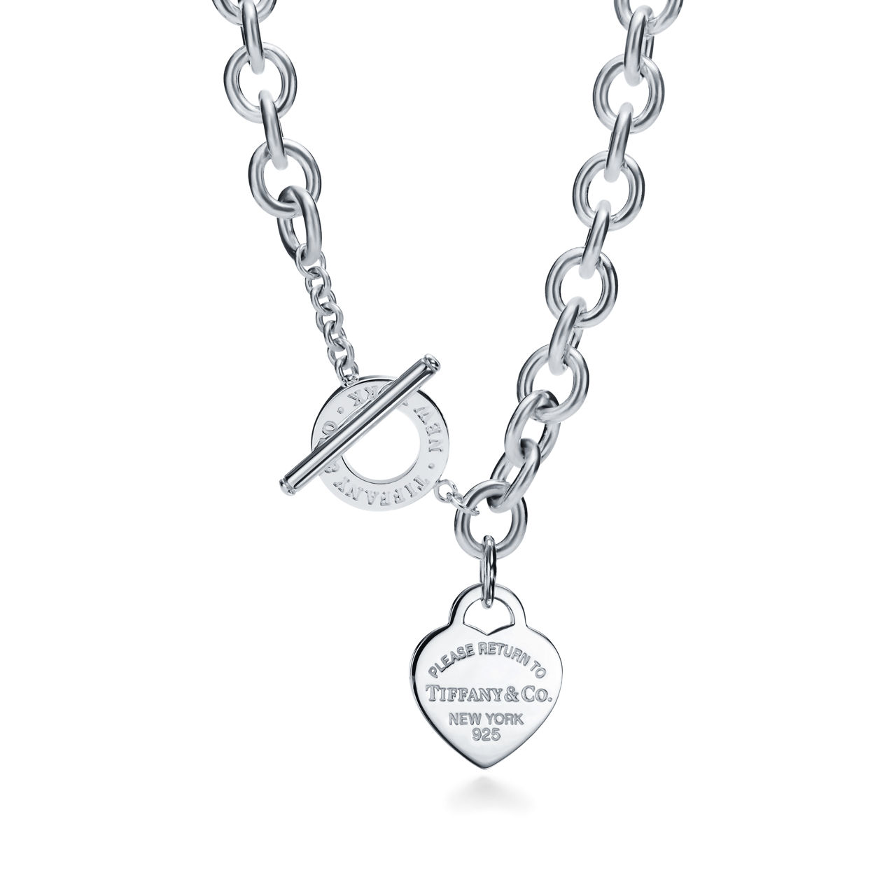 Heart Tag Toggle Necklace in Silver