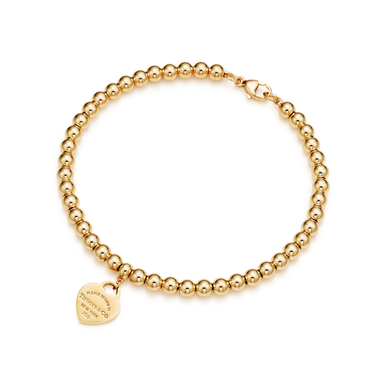 Return to Tiffany™:Heart Tag Bead Bracelet in Yellow Gold image number 0