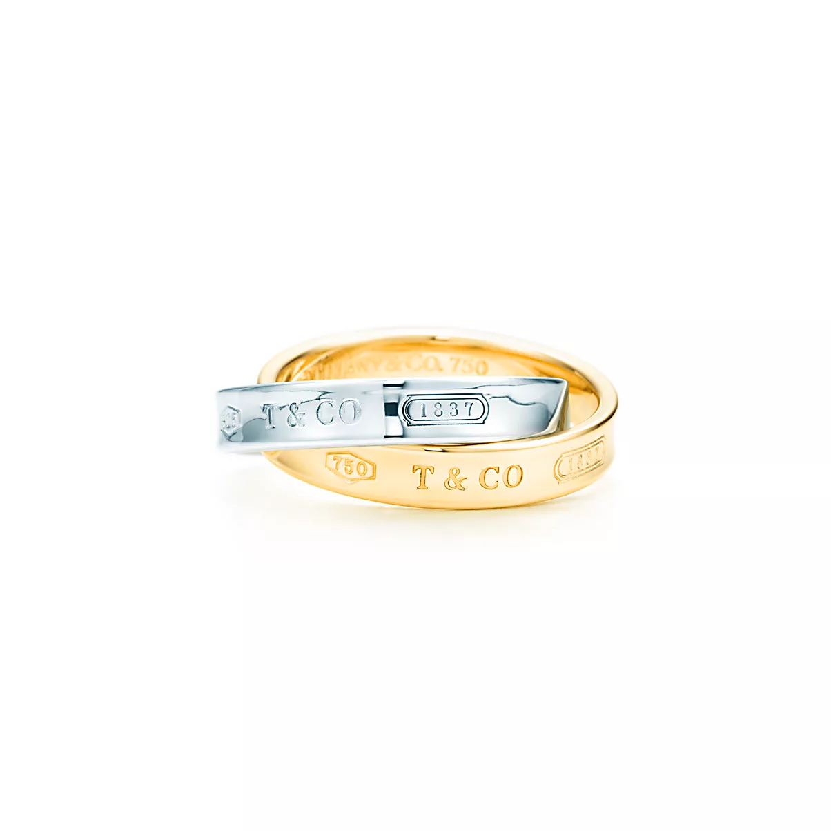 Tiffany 1837 Ring 18K 옐로우 골드 및 스털링 실버 No Gemstone