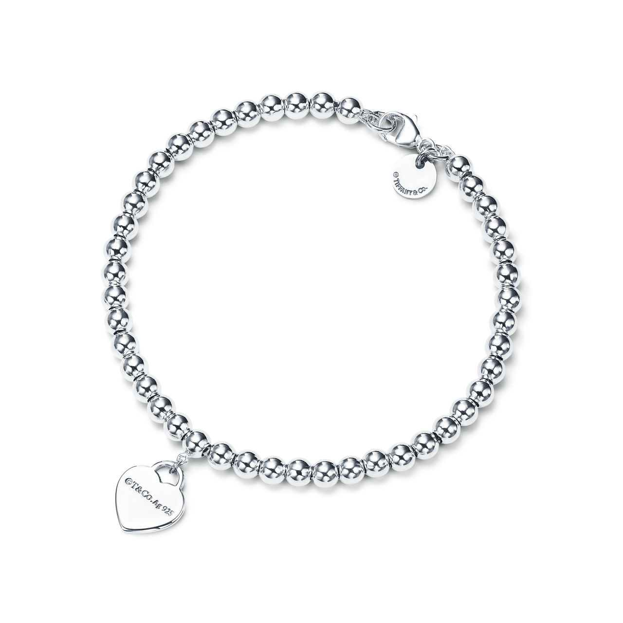 Return to Tiffany™:Heart Tag Bead Bracelet in Silver image number 2