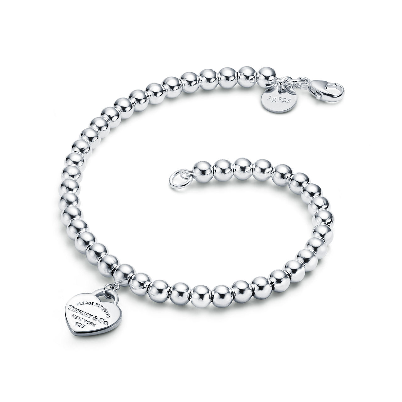 Return to Tiffany™:Heart Tag Bead Bracelet in Silver image number 3