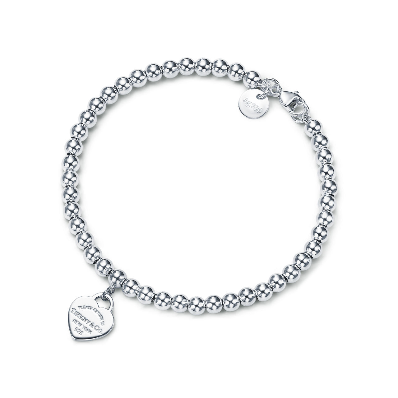 Return to Tiffany™:Heart Tag Bead Bracelet in Silver image number 0