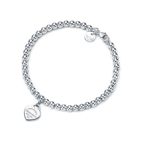 Return to Tiffany™:Heart Tag Bead Bracelet in Silver