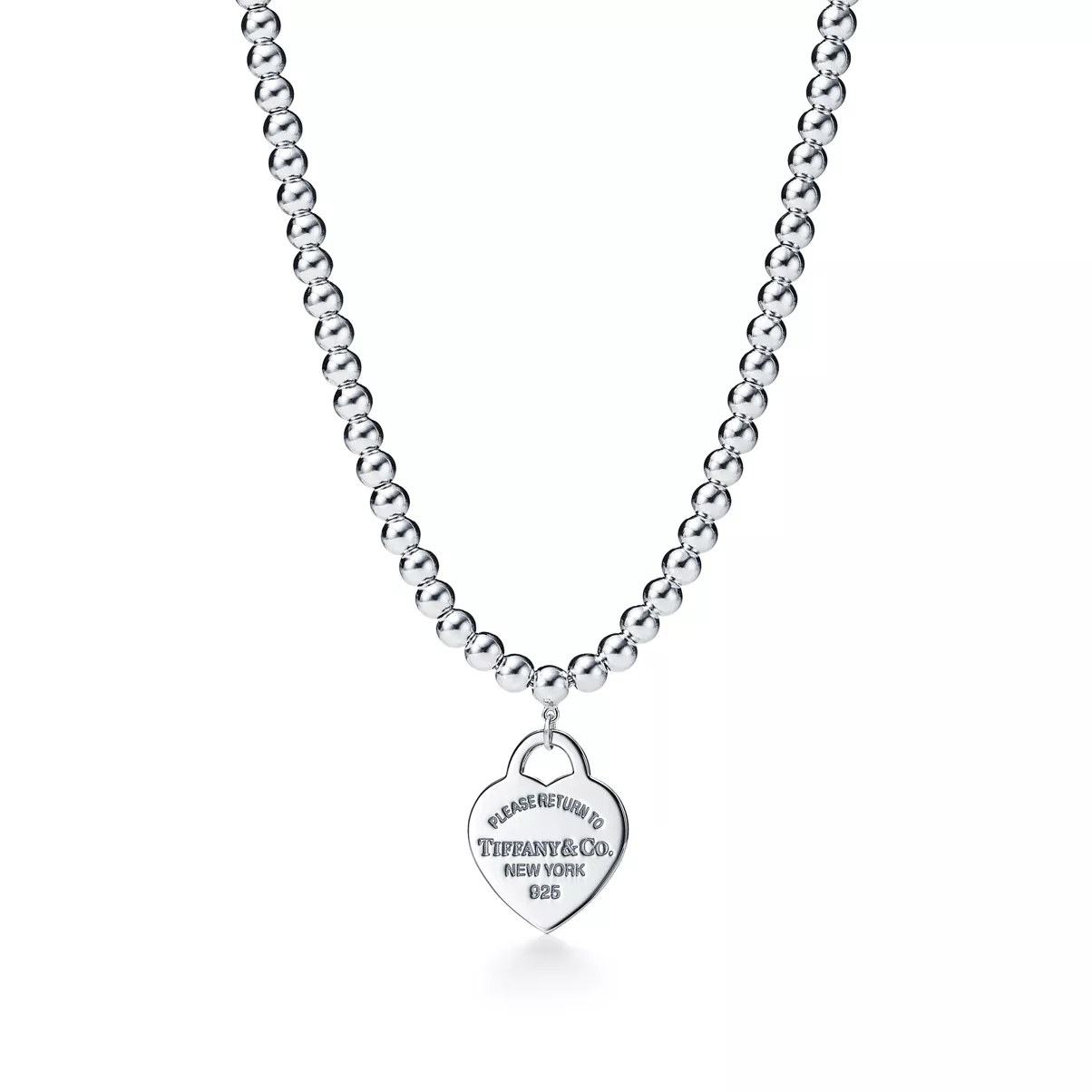 Kugelhalskette mit Herzanh&auml;nger in Silber