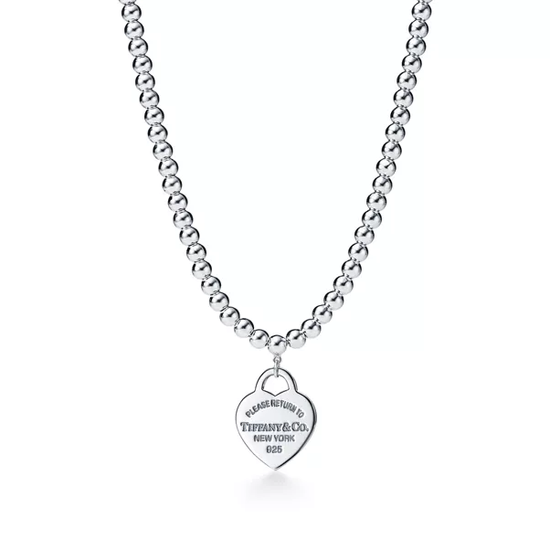 Collier de perles Plaque Cœur en argent 925 millièmes