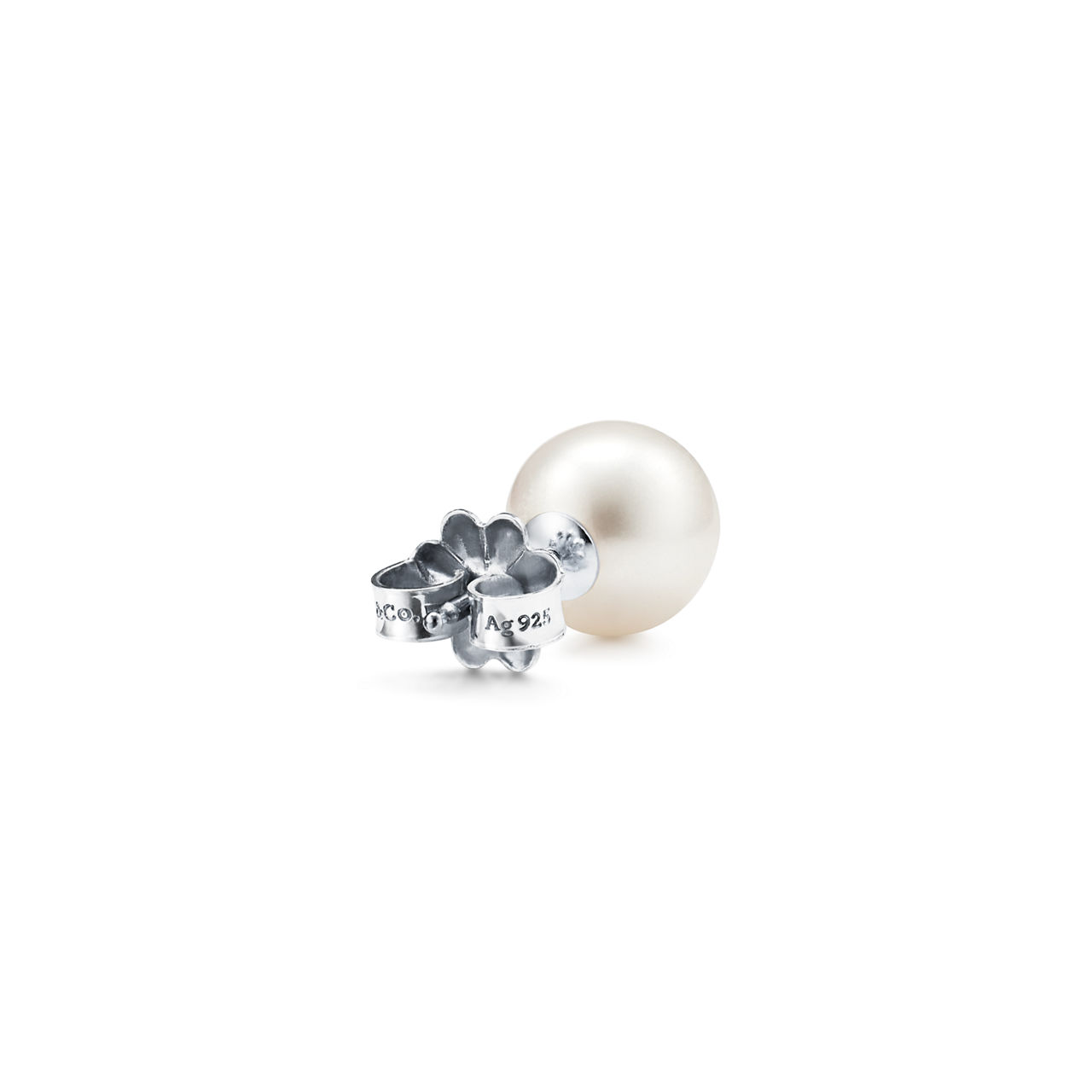 Ziegfeld Collection:Pearl Earrings in Silver, 8-9 mm image number 3