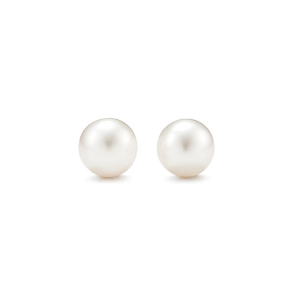 Ziegfeld Collection:Pearl Earrings in Silver, 8-9 mm