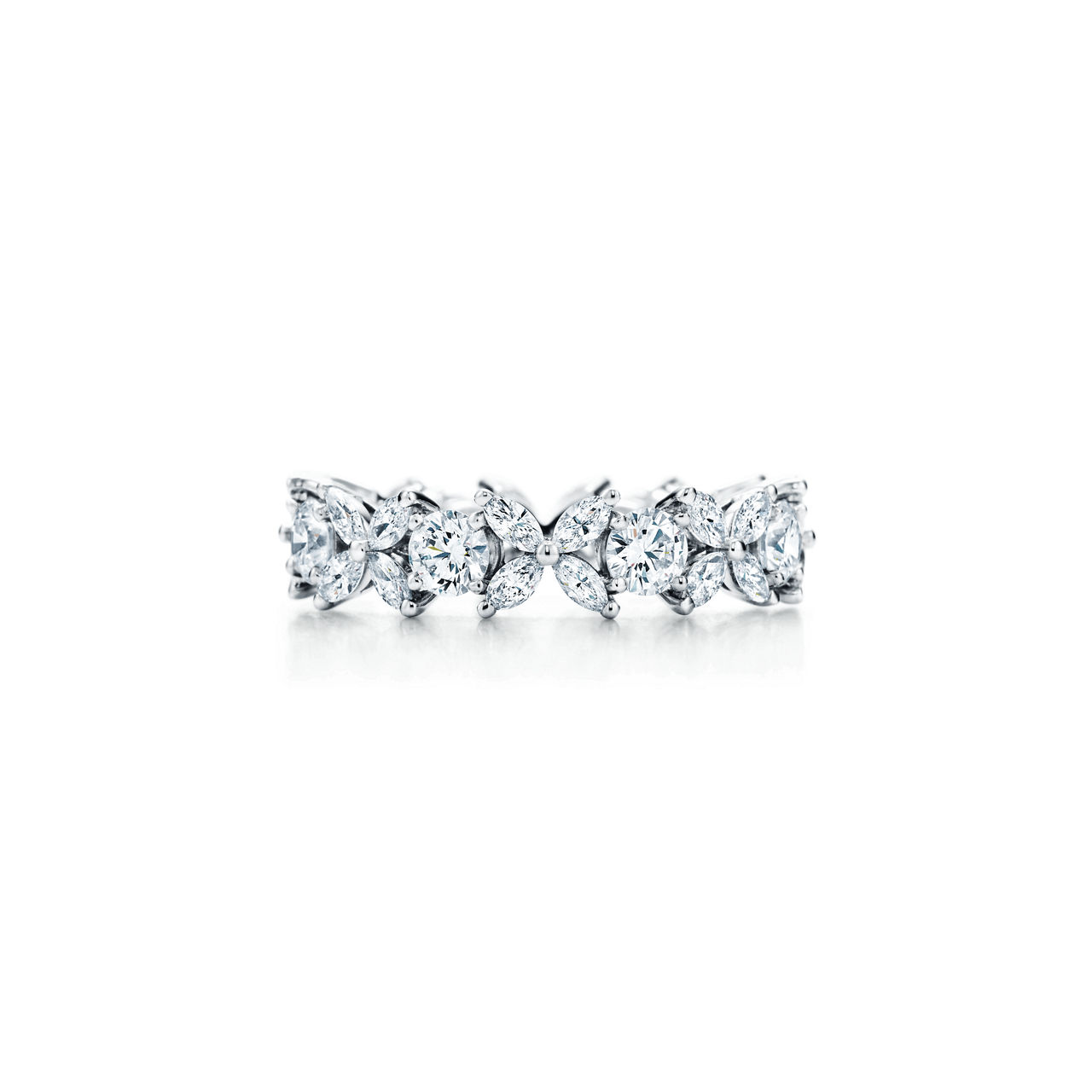Collezione Tiffany Victoria®:Anello con diamanti alternati in platino numero immagine 0