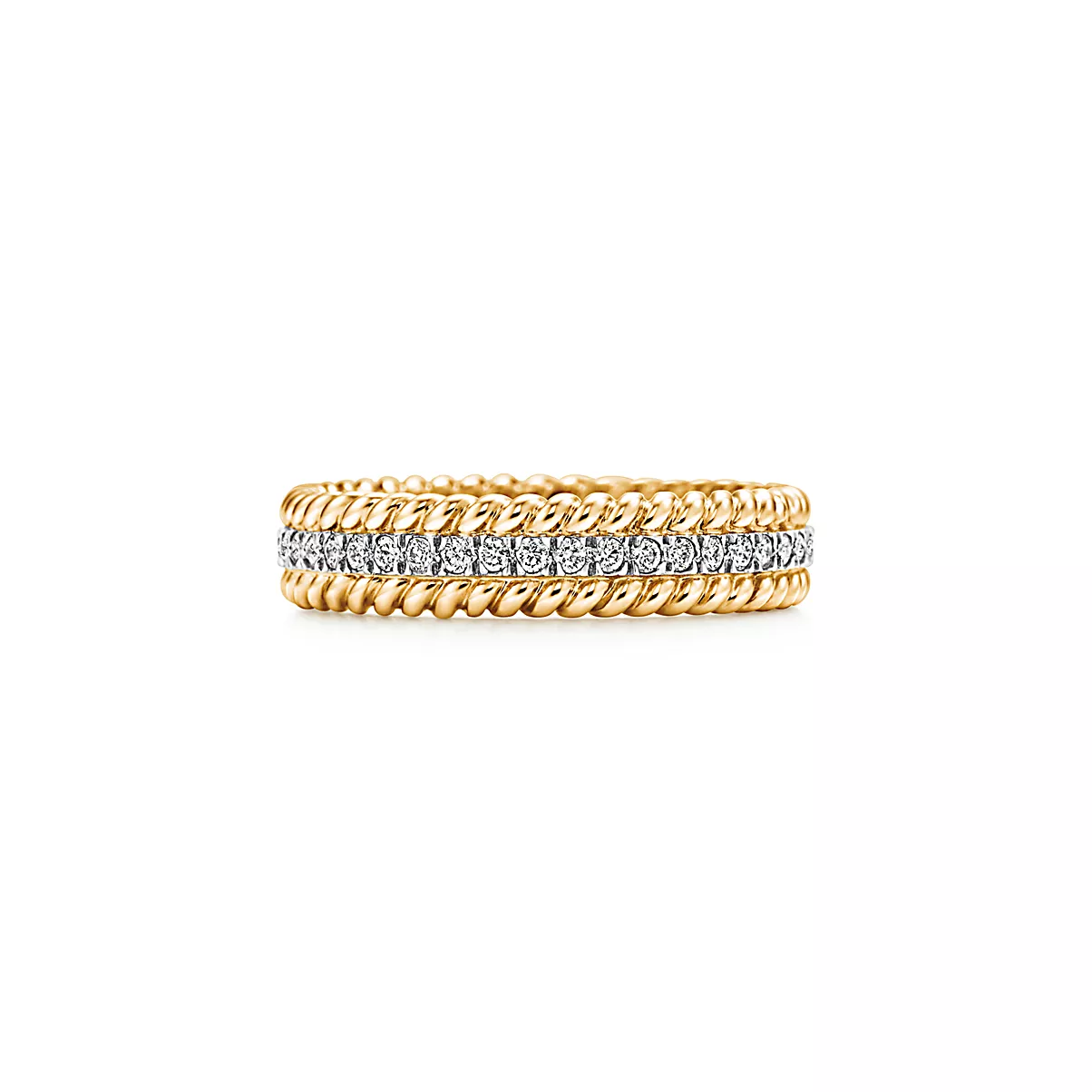 Schlumberger Rope Ring 18K 옐로우 골드 및 플래티늄 다이아몬드