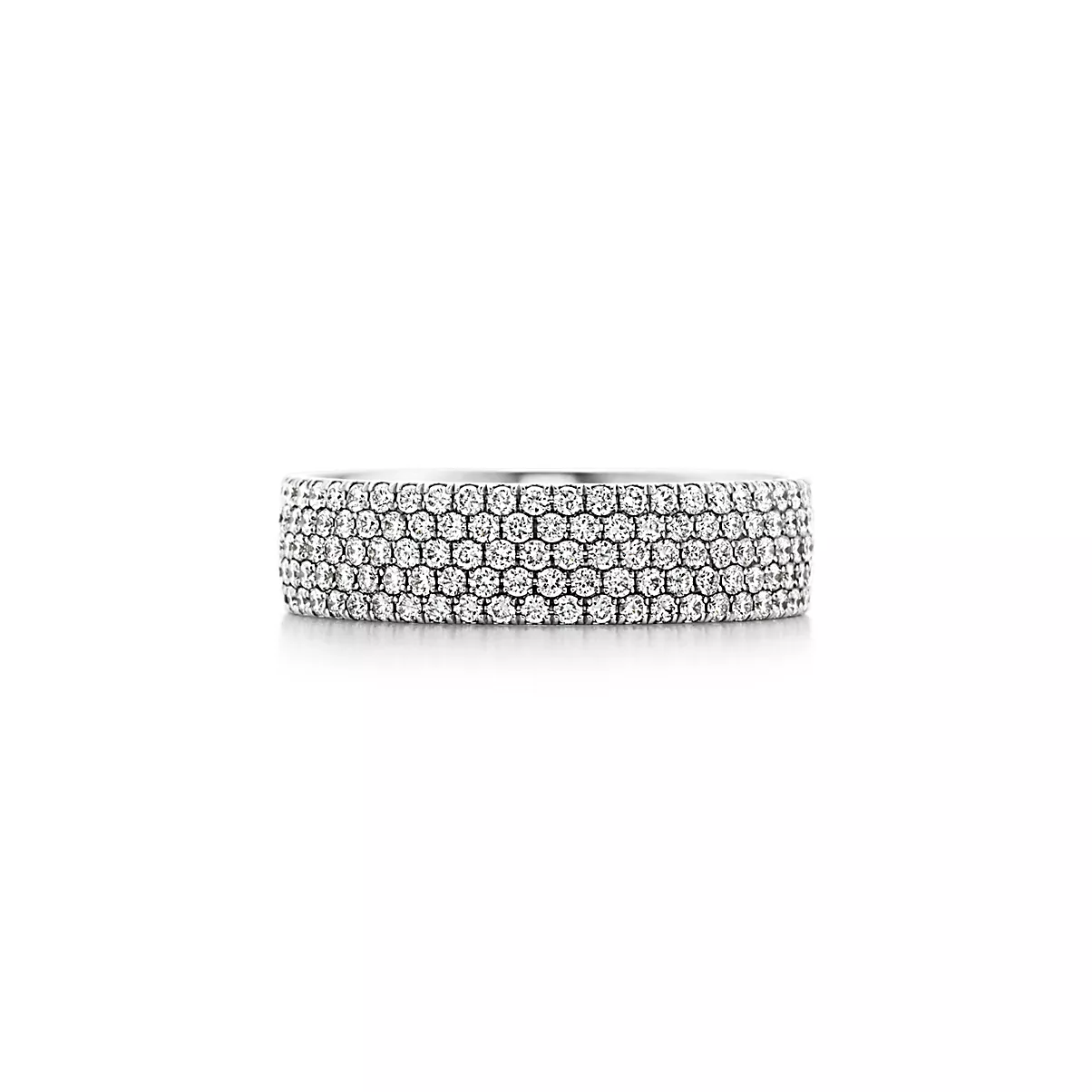 Tiffany Metro Ring 18K 화이트 골드와 팔라듐 라운드 브릴리언트 다이아몬드