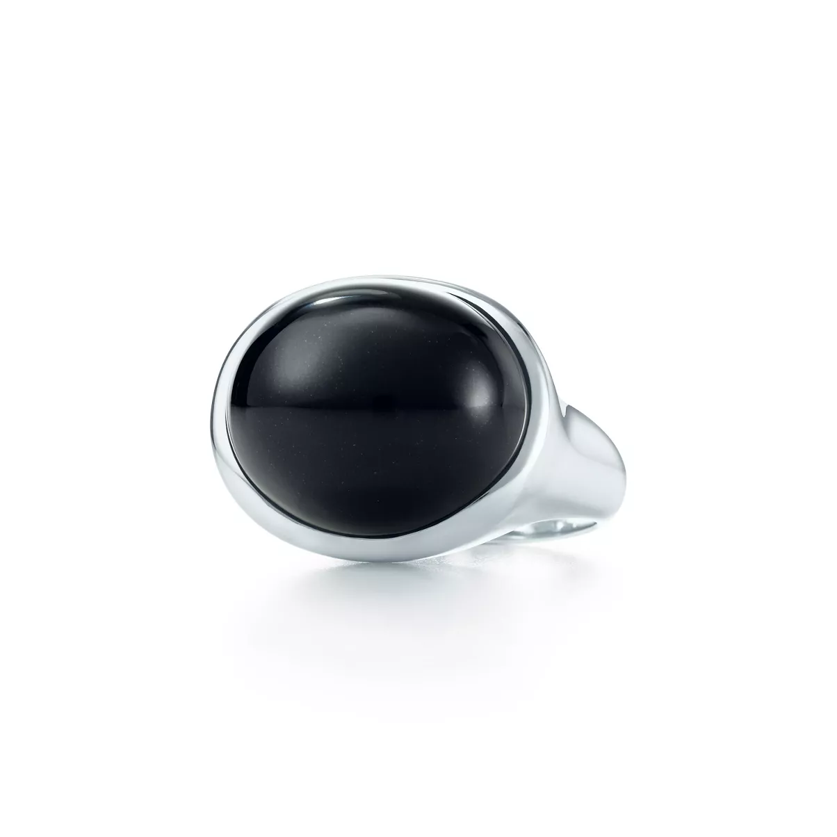 Cabochon-Ring in Sterlingsilber mit schwarzer Nephrit-Jade