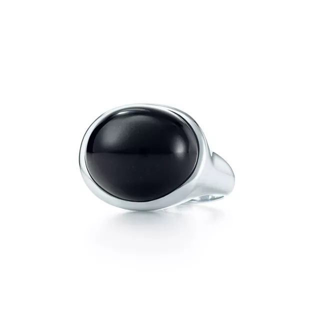 Elsa Peretti®:Cabochon Ring in Sterling Silver with Black Nephrite Jade image number 0