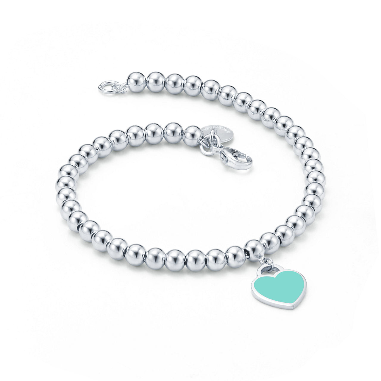 Return to Tiffany™:Pulsera de cuentas con insignia de corazón en color Tiffany Blue® en plata, 4 mm imagen número 3