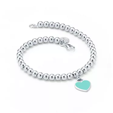 Return to Tiffany®:Tiffany Blue® Heart Tag Bead Bracelet in Silver, 4 mm, 3