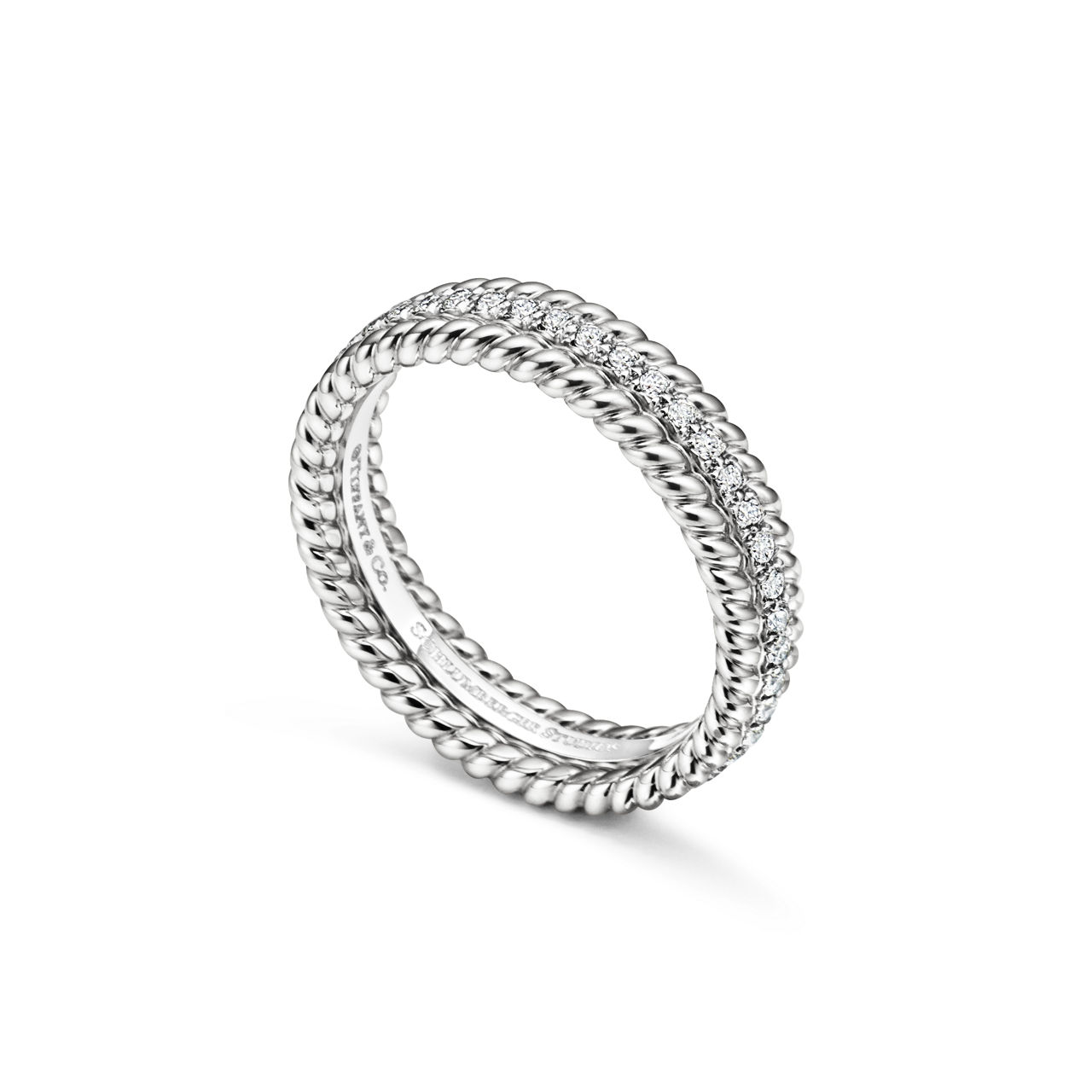 Tiffany Rope:Two-row Ring in Platinum with Diamonds image number 3