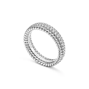 Tiffany Rope:Anillo de dos hileras de platino con diamantes, 3