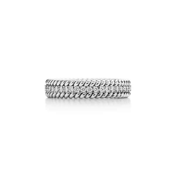 Two-row Ring in Platinum with Diamonds