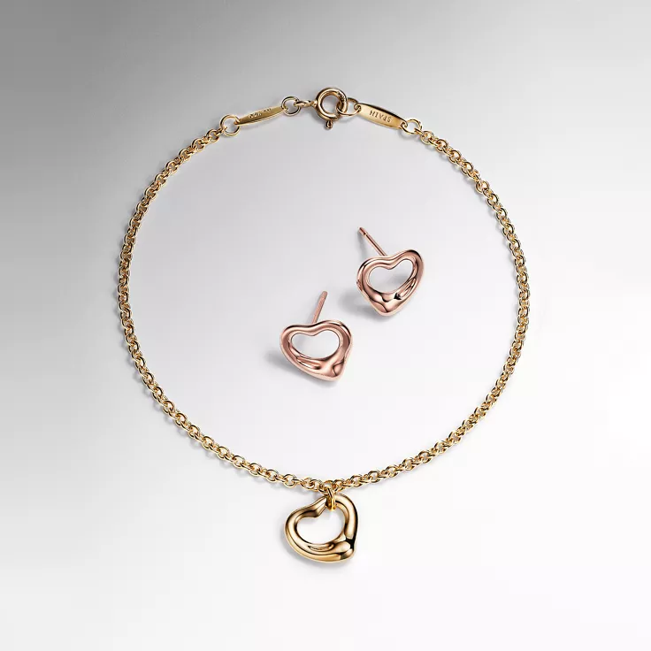 Elsa Peretti®:Pendientes de botón Open Heart en oro rosa, 11 mm, 4