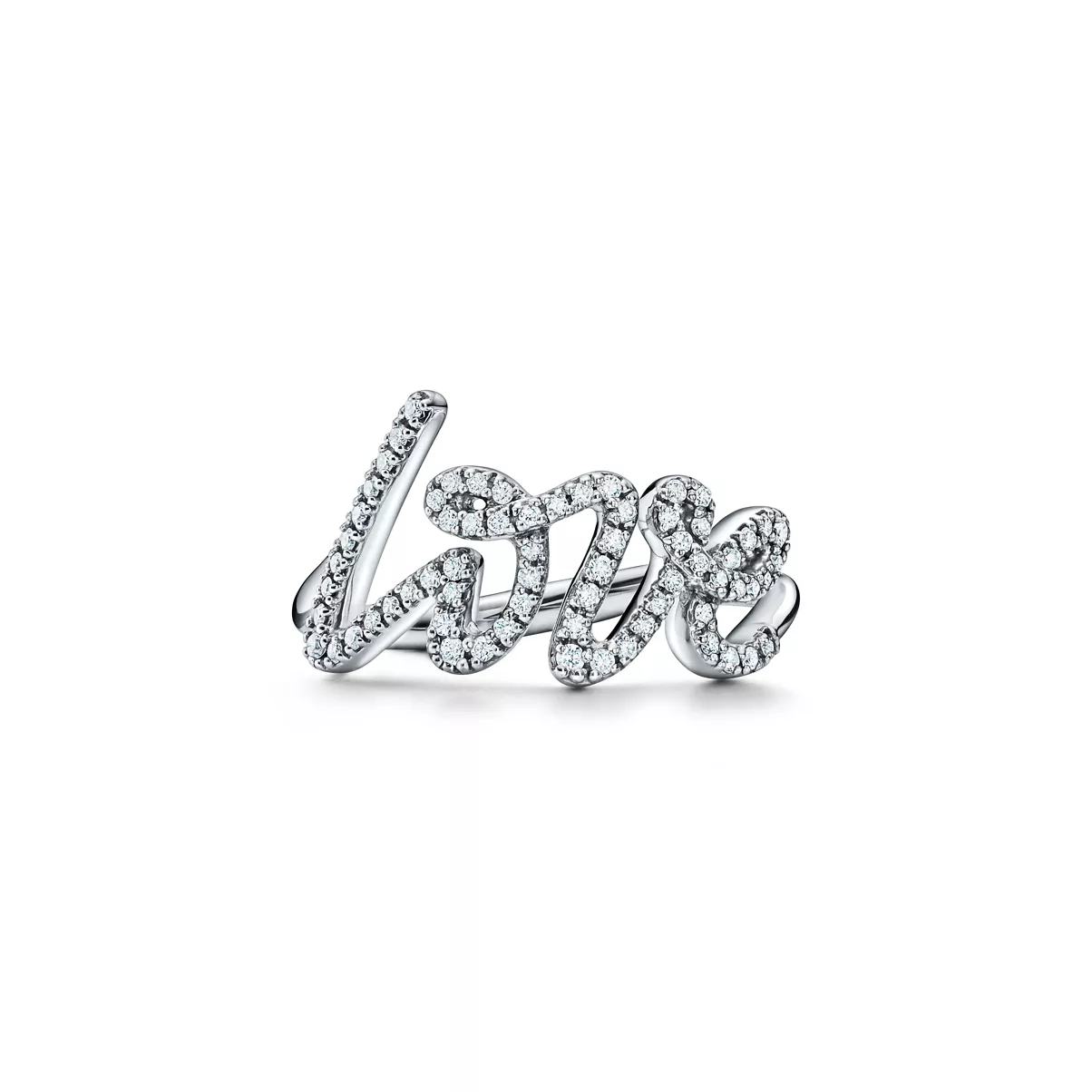 Love Ring in White Gold with Diamonds, Small