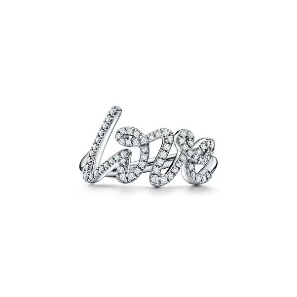 Love Ring in White Gold with Diamonds, Small
