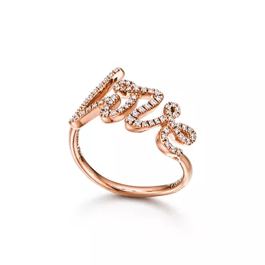 Paloma's Graffiti:Love Ring in Rose Gold with Diamonds, Small, 2