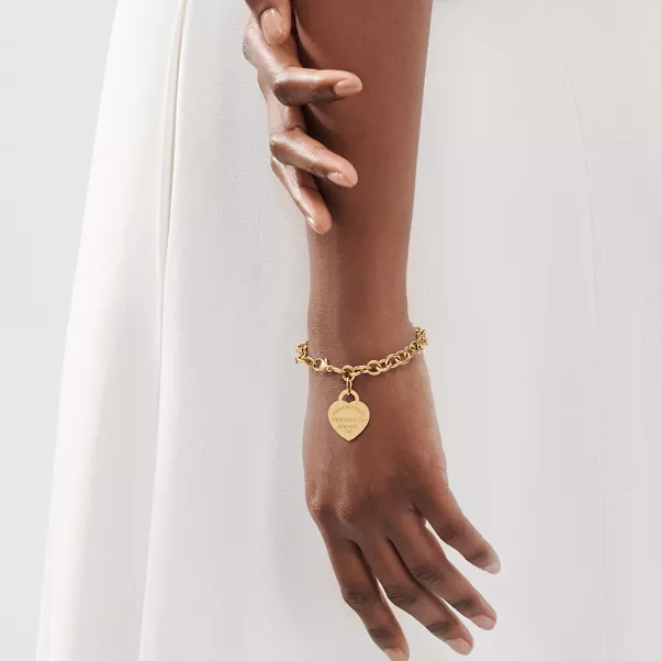 Armband mit Herzanhänger in Gelbgold, Medium